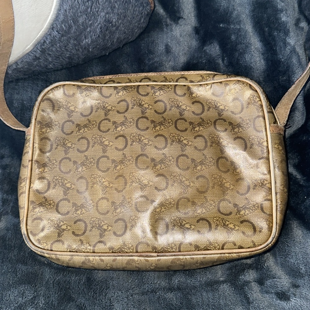 Celine coated canvas vintage tan and brown crossbody damaged strap - Picture 3 of 13